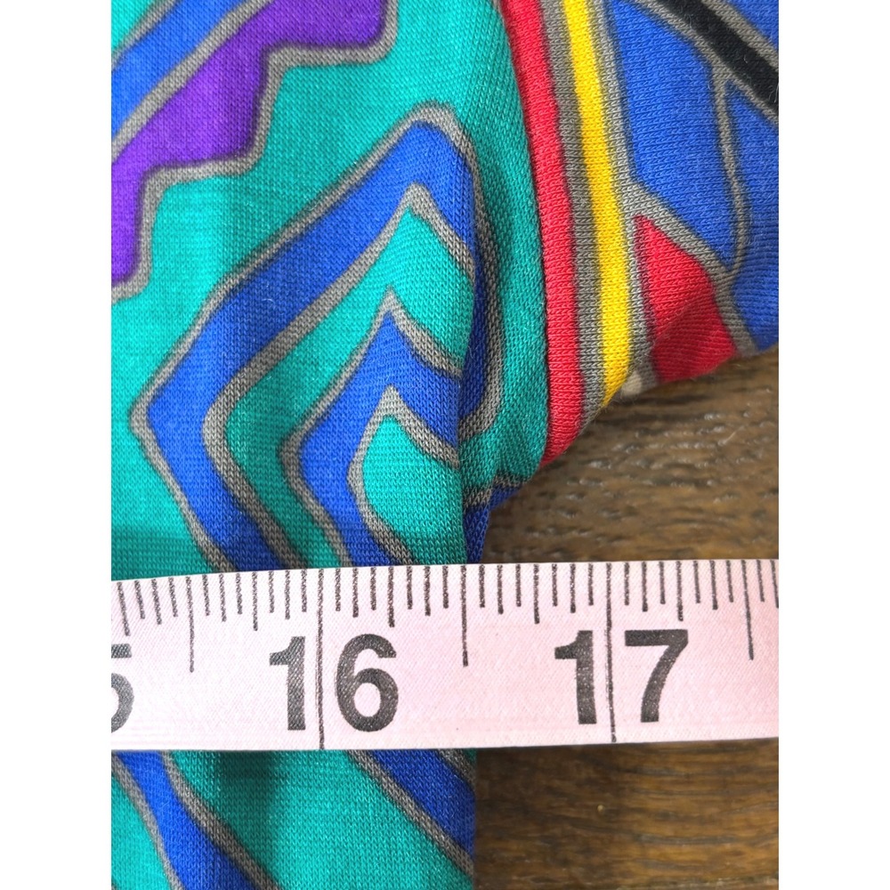Studio Leonard Paris Vintage Blue Geometric Abstract Print Drop Waist Dress - Picture 8 of 16
